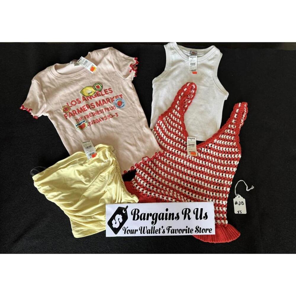 ORDER #28 Tillys Women Red White Striped Crochet Knit Tank Peplum Boho Size XS